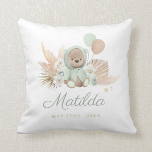 Boho Teddy Bear Baby shower Gift Sage Green Kussen