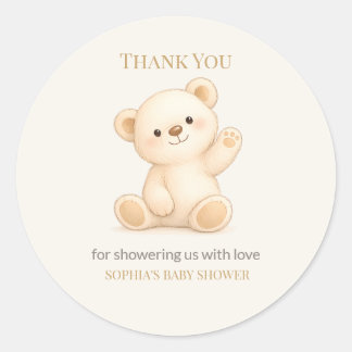 Boho Teddy Bear Baby Shower Ronde Sticker