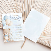 Boho Teddy Bear Balloon Boy Bearly Wait Invitation