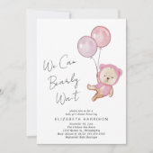 Boho Teddy Bear Balloons Baby Girl Shower Kaart (Voorkant)