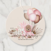 Boho Teddy Bear & Balloons Barly Wait Baby shower Bedankjes Labels (Voorkant)