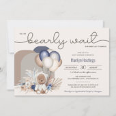 Boho Teddy Bear & Balloons Barly Wait Baby shower Kaart (Voorkant)