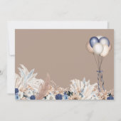 Boho Teddy Bear & Balloons Barly Wait Baby shower Kaart (Achterkant)