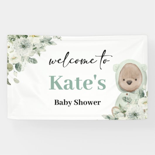 Boho Teddy Bear Barly Wait Baby shower Backdrop Spandoek (Horizontaal)