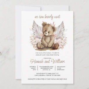 Boho Teddy Bear Barly Wait Baby shower Kaart
