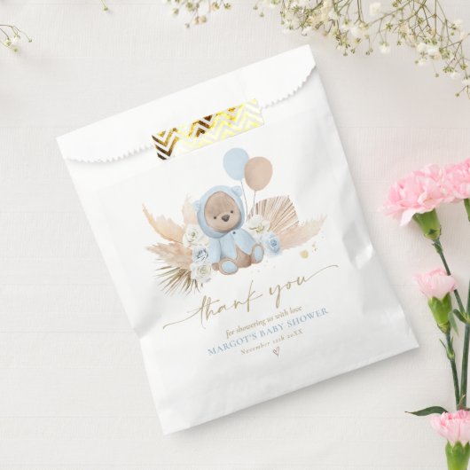 Boho Teddy Bear Blauw Barly Wachten Baby shower Gi Bedankzakje (Gezegeld)