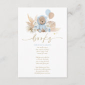 Boho Teddy Bear Blue Baby shower Books for Baby Informatiekaartje (Voorkant)