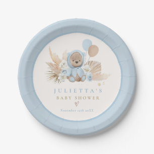 Boho Teddy Bear Blue Barly Wait Baby shower Papieren Bordje