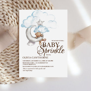 Boho Teddy Bear Boy Blue Baby Sprinkle Baby shower Kaart