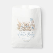 Boho Teddy Bear Boy Blue Barly Wait Baby shower Bedankzakje (Voorkant)