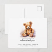 Boho Teddy Bear Brown Green Barly Wachten Zwangers Aankondigingskaart (Voorkant / Achterkant)