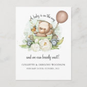 Boho Teddy Bear Brown Sage Green Bearly Wait Anno Aankondigingskaart (Voorkant)