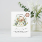 Boho Teddy Bear Brown Sage Green Bearly Wait Anno Aankondigingskaart (Staand voorkant)