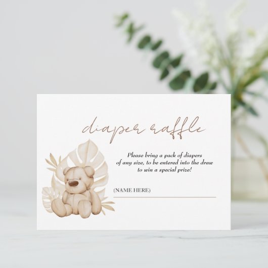 Boho Teddy Bear Diaper Raffle Enclosure Kaart (Staand voorkant)