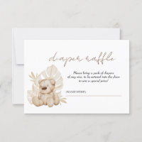Boho Teddy Bear Diaper Raffle Enclosure Kaart