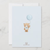 Boho Teddy Bear Dusty Blue Floral Baby Boy Bedankkaart (Achterkant)