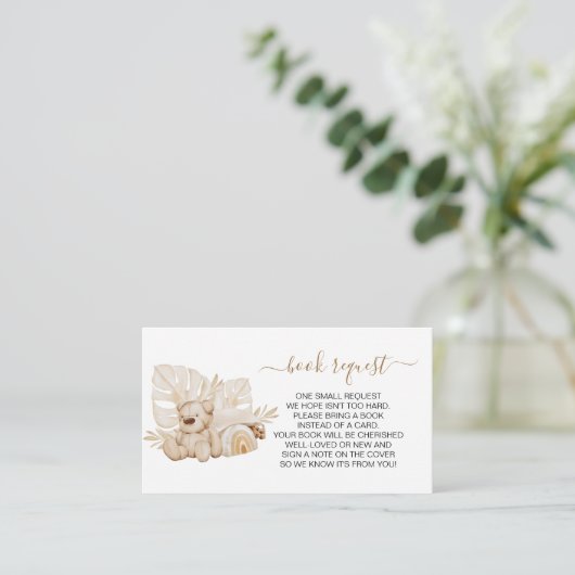 Boho Teddy Bear Gender Neutral Book Request Reques Informatiekaartje (Staand voorkant)