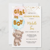 Boho Teddy Bear Gender onthulling Uitnodiging (Voorkant)