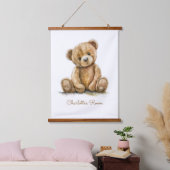 Boho Teddy Bear Gepersonaliseerde Kwekerij Hangend Wandkleed (Slaapkamer)