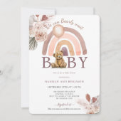 Boho Teddy Bear Girl Pink Barly Wake Baby shower Kaart (Voorkant)