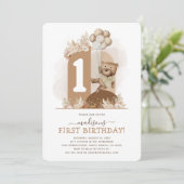 Boho Teddy Bear Invitation d'anniversaire (Debout devant)