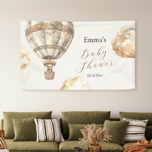 Boho Teddy Bear Luchtballonwolken Baby shower Spandoek
