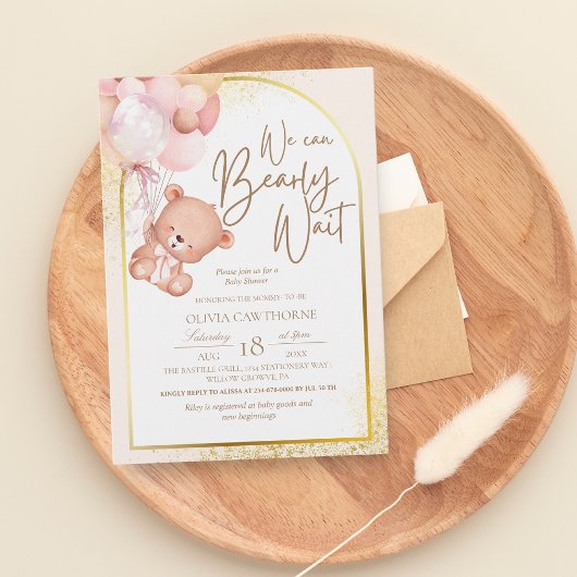 Boho Teddy Bear Modern en leuk Baby shower Kaart