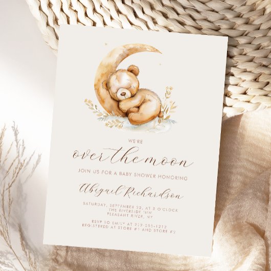Boho Teddy Bear Neutraal Baby shower Briefkaart