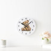 Boho Teddy Bear Nursery Horloge murale (Maison)