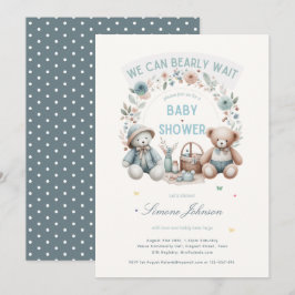 Boho Teddy Bear picknick Baby shower thema jongens Kaart