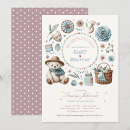 Boho Teddy Bear Picnic Baby shower Theme Unisex Kaart