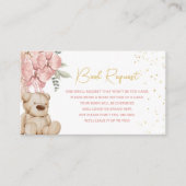 Boho Teddy Bear Pink and Gold Book Request Informatiekaartje (Voorkant)