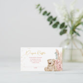 Boho Teddy Bear Pink and Gold Diaper Raffle Informatiekaartje (Staand voorkant)