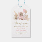 Boho Teddy Bear Pink Barly Wake Baby shower Cadeaulabel (Achterkant)
