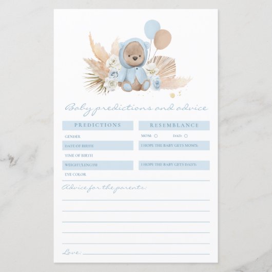 Boho Teddy Bear Prédictions Et Conseil Jeu Carte (Devant)