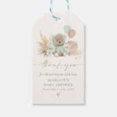Boho Teddy Bear Sage Green Barly Wait Baby shower Cadeaulabel (Voorkant)