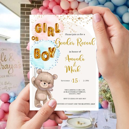 Boho Teddy Bear Sexe Reveillez Invitation