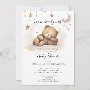 Boho Teddy Bear Stars Moon Baby shower Kaart