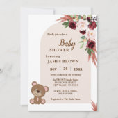 Boho Teddy Bear Stylist Baby shower Invitation (Devant)