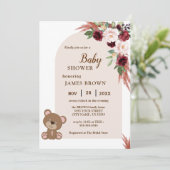 Boho Teddy Bear Stylist Baby shower Invitation (Debout devant)