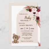 Boho Teddy Bear Stylist Baby shower Invitation (Devant / Derrière)