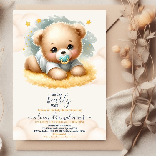Boho Teddy Bear we kunnen Baby shower afwachten Kaart