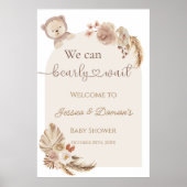Boho Teddy Bear Welcome Baby shower Sign Poster (Voorkant)