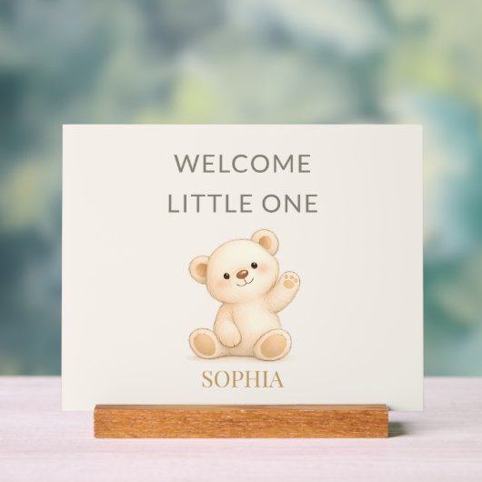 Boho Teddy Bear “Welcome Little One” Personalized (Neutre)