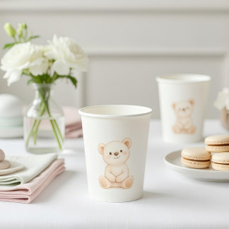 Boho Teddy Beer Baby Shower Papieren Bekers