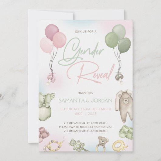 Boho Teddy Gender Release Card Kaart (Voorkant)