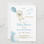 Boho Teddy Polar Beer Blue Balloon Baby shower Kaart (Voorkant)