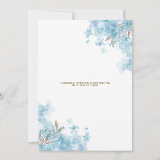 Boho Teddy Polar Beer Blue Balloon Baby shower Kaart (Achterkant)