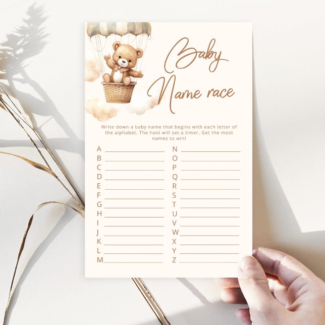 Boho teddybeer baby naam race baby shower spel (Creator heeft geüpload)