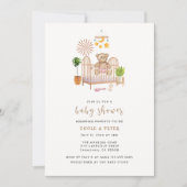 Boho Teddybeer Baby Shower Kaart (Voorkant)